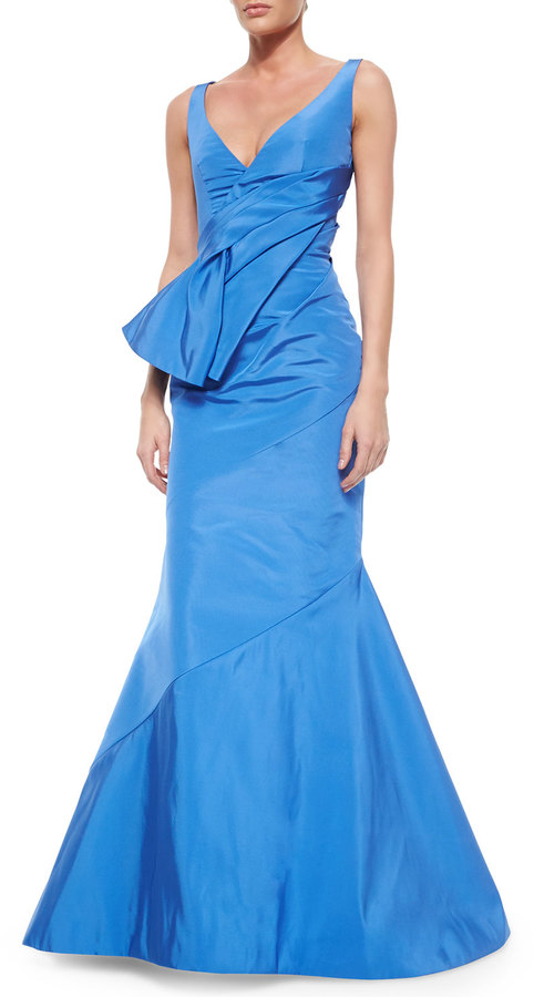 Hochzeit - Oscar de la Renta Fold-Pleated Sash-Detailed Mermaid Gown