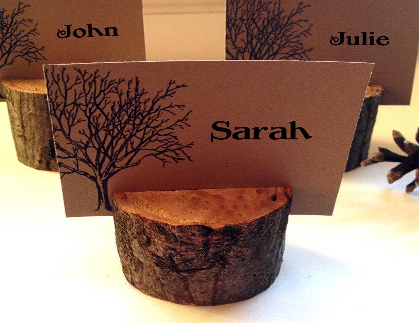 Свадьба - 100 Rustic wood escort/place card holder - great for woodland and rustic themed weddings and parties