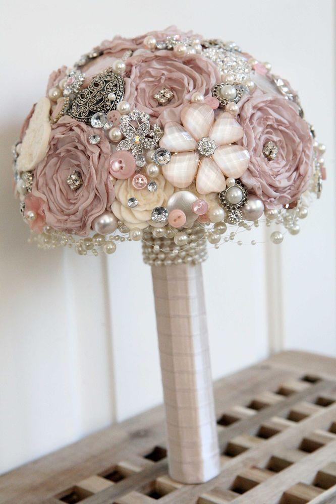 Wedding - Vintage Style Artificial Brooch Bridal Wedding POSIE Bouquet NEW Made To Order