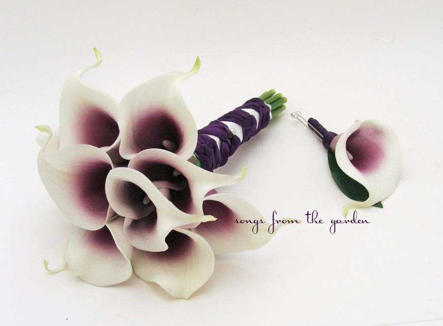 Mariage - Wedding Bouquets Real Touch Picasso Calla Lily Bridesmaids Bouquets Choose Your Wedding Colors