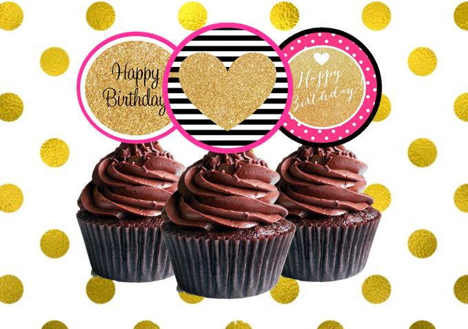 Mariage - Kate Spade Inspired Birthday Cupcake Toppers - Kate Spade Birthday Party Decorations