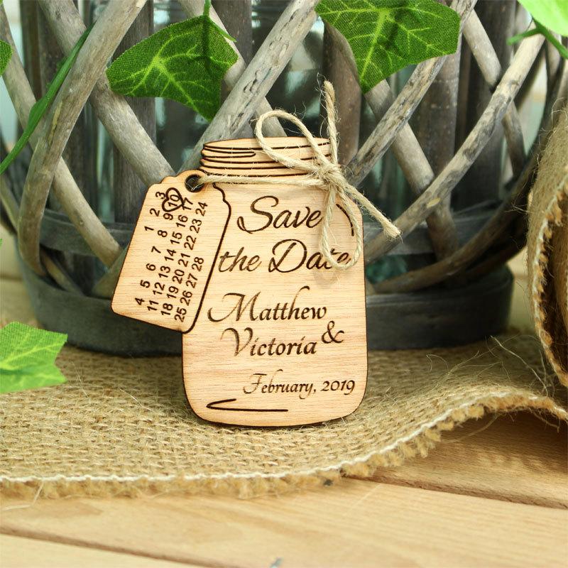 Mariage - Mason Jar, save the date, save the date magnet, wedding save the date, wood save the date, unique save the date, rustic save the date, tree