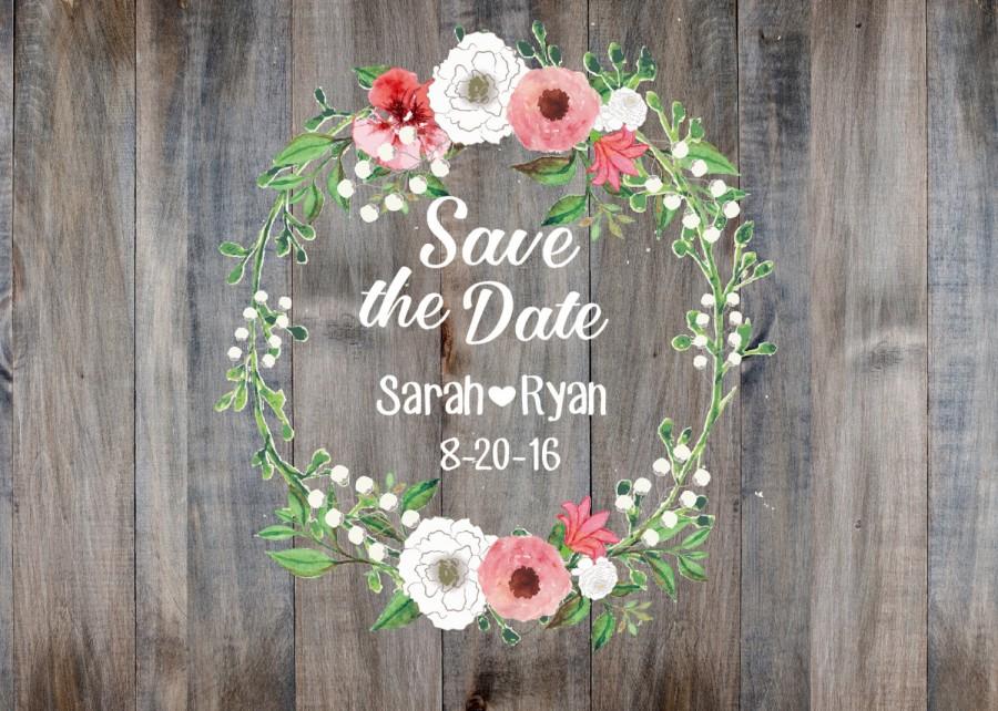 Wedding - Rustic Save the Date.  Printable save the date card.Boho chic save the date.  Rustic Wedding save the date. Printable JPG or PDF file.
