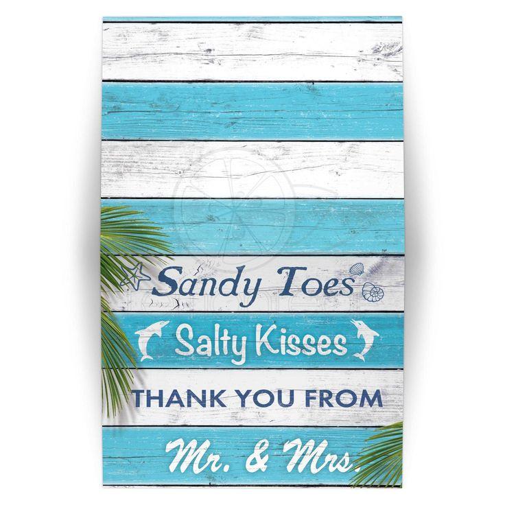 Mariage - Thank You Card - Turquoise Sandy Toes Salty Kisses