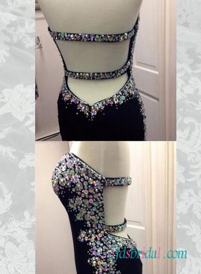 زفاف - PD16080 Sexy open back sparkles crystals accents prom dress