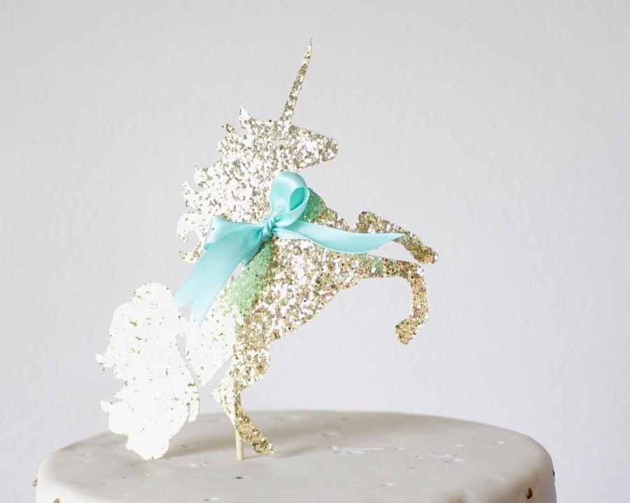زفاف - Unicorn Birthday Cake Topper - Rainbow Party - Baby Shower Cake Topper - Gold Glitter Cake Topper - Cake Topper - First Birthday Cake Topper