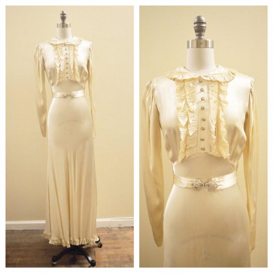 Hochzeit - Vintage Bridal 1930's Bias cut charmeuse wedding gown