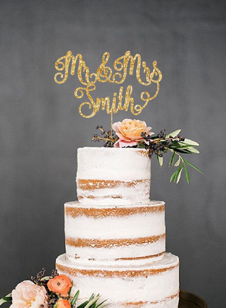 Свадьба - Wedding Cake Topper, Custom Cake Topper, Mr and Mrs Cake Topper With Last Name, Unique Cake Topper, Personalized Cake Topper