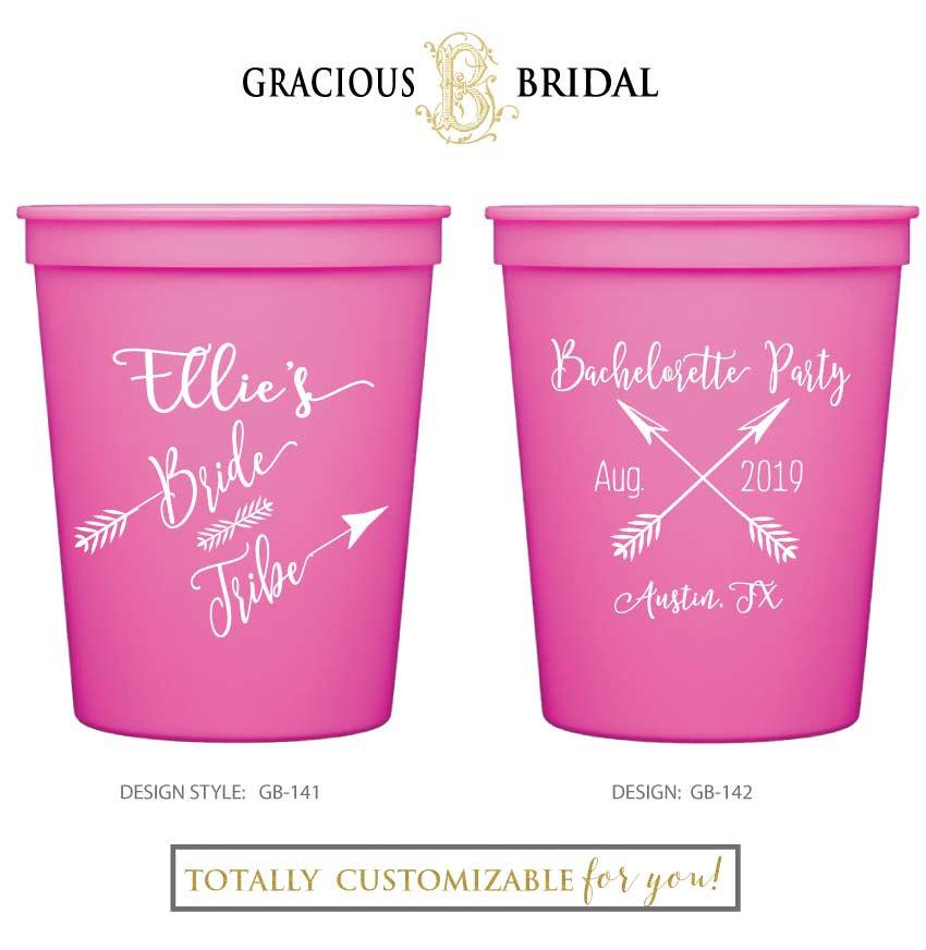 زفاف - Bride Tribe, Bachelorette Party Cups, Personalized Cups - set of 50