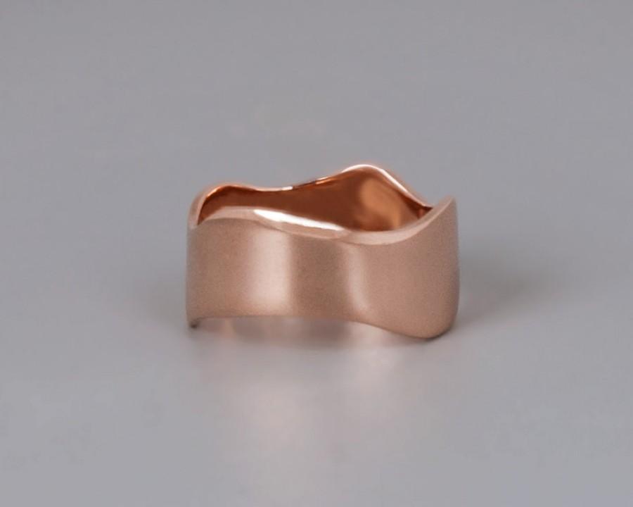 زفاف - 14k Gold Ring, Rose Gold Wedding Band, Solid 14K Rose Gold Ring, 14K Wedding Ring, Unique Wedding Ring, Fine Ring, Wave Ring, Wedding Ring
