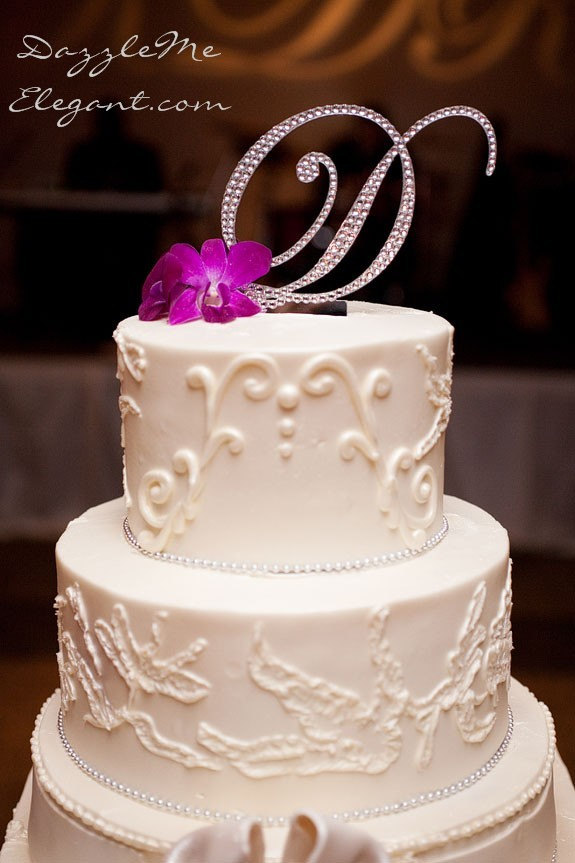 Wedding - Wedding Cake Topper - Rhinestone Crystal Cake Topper -Monogram Letter Cake Topper -  Personalized Crystal Cake Topper - Bride and Groom