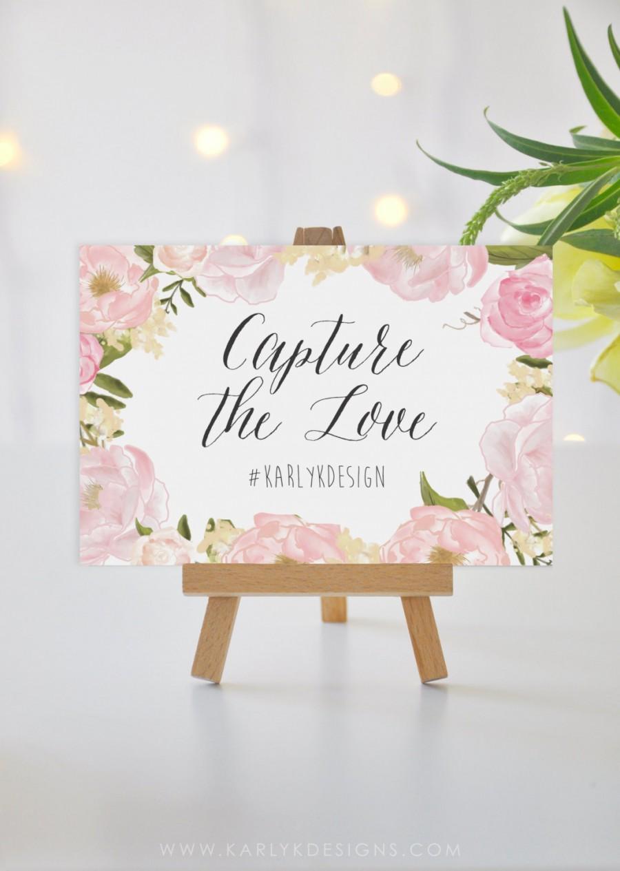 Свадьба - Printable Wedding Sign Template, Instagram Sign, Rustic Floral Wedding Social Media Sign, 5x7 and 8x10 INSTANT DOWNLOAD Template