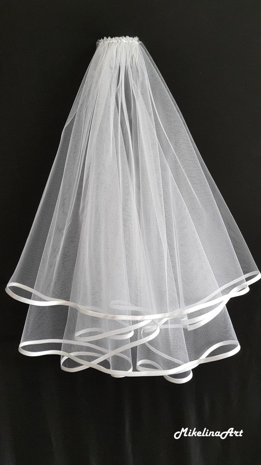 Wedding - White Wedding Veil, Two Layers