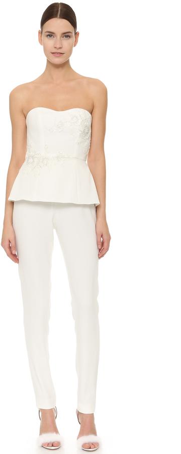 Mariage - Marchesa Notte Beaded Strapless Jumpsuit