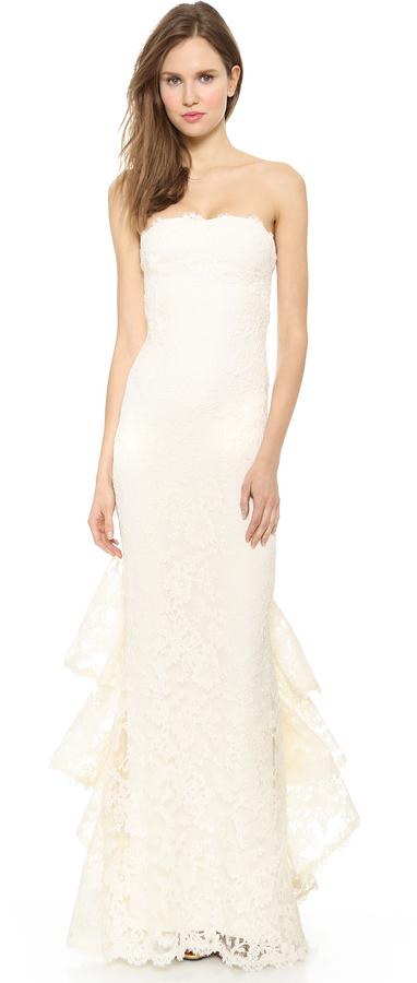 Hochzeit - Reem Acra Strapless Re-Embroidered Lace Gown