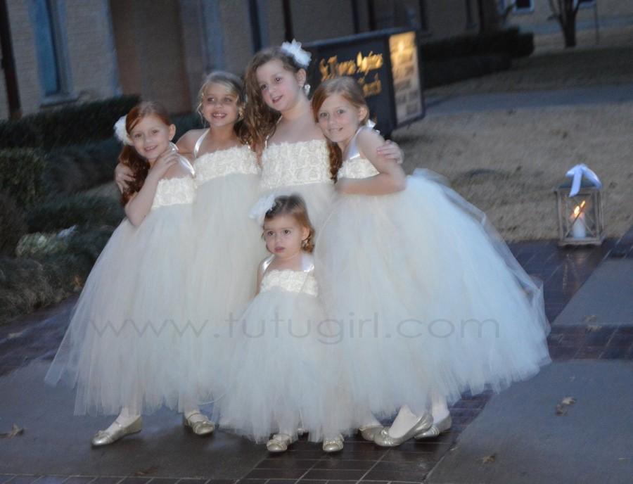 زفاف - Ivory Flower Girl Dress, Tutu Dress Ivory, Cream Tutu Dress for Flowers Girls, Babies, Toddlers, Girls, Weddings