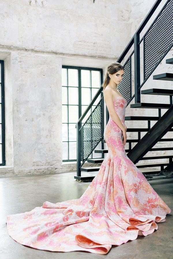 Mariage - Fuscia Print Stylish Dress