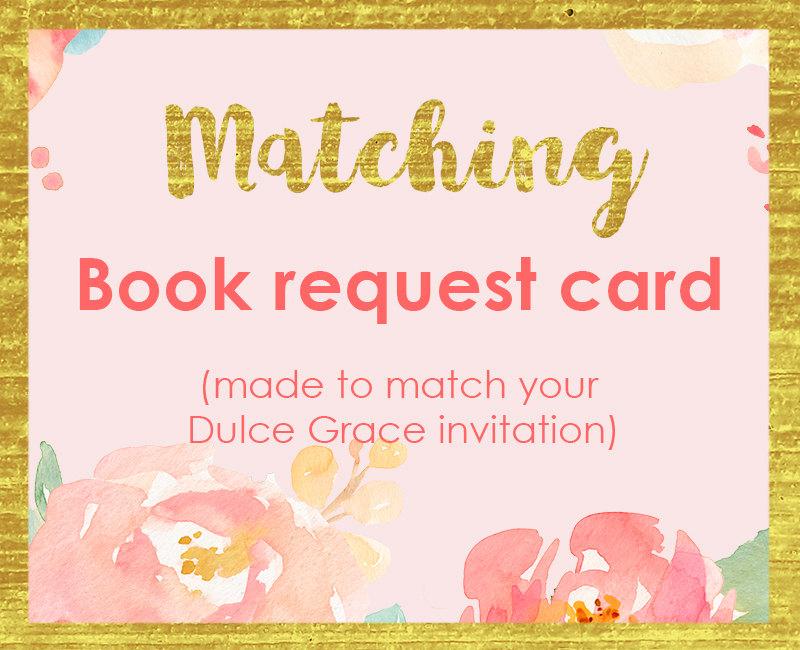 Wedding - Matching book request card, book instead of card, Add-on made to match any of my invites, Baby Shower printables, Baby shower insert card