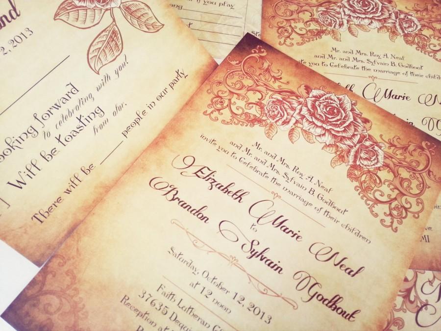 Wedding - Gold Wedding Invitations - Vintage wedding invitation sample {Chicago design}