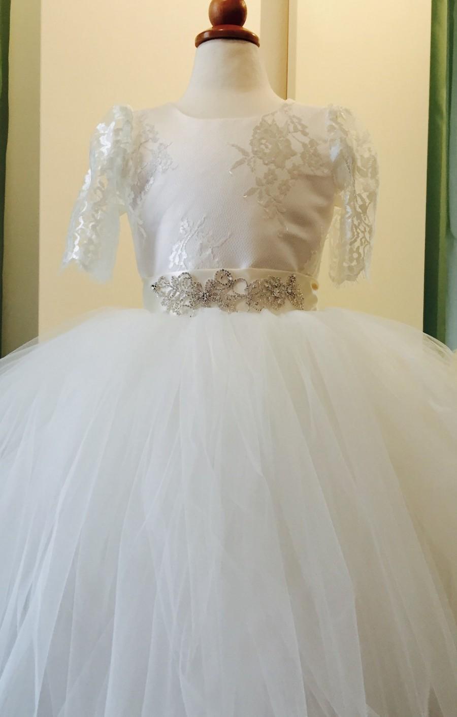 Свадьба - Lace and Tulle Flower Girl Dress 