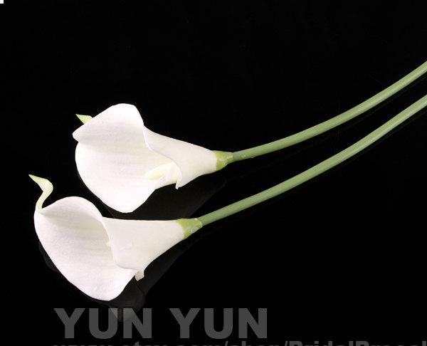 زفاف - Calla Lily bouquet 1head White latex Real Nature Touche Flowers Bridal Bouquet Wedding Bouqut（1 Stem）