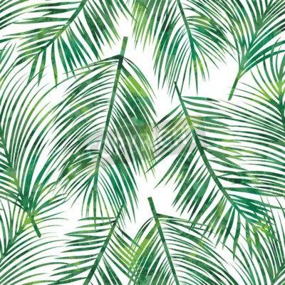 Wedding - Vector Illustration Of  Green Palm Tree Leaf Seamless  Pattern Mural - RF Images