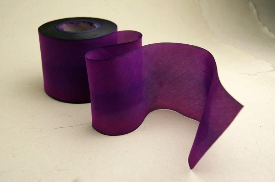 زفاف - Hand Dyed Silk Ribbon 2.5 inch Bridge 173 3 yard Bias Cut Purple Burgundy Wine