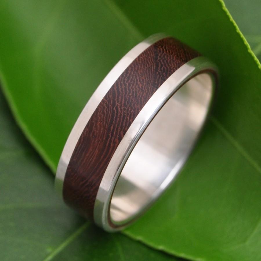 زفاف - Lados Nacascolo Wood Ring - recycled sterling silver and sustainable wood wedding band, wood wedding ring, mens wood ring