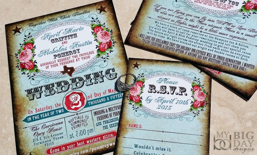 Mariage - Boots and Bling Western Wedding Invitation Set. Western Couture Wedding. Western carnival wedding invitations