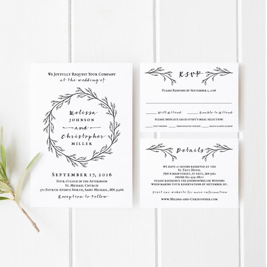Wedding - Printable Wedding Invitation Template Set 