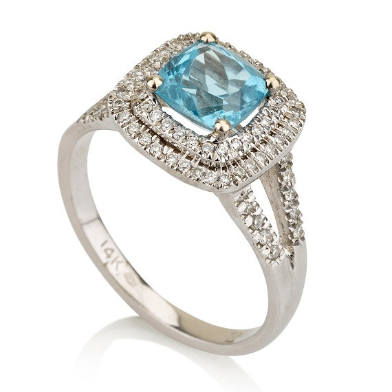 Wedding - Blue Topaz Ring, Gemstone Ring, Diamond Ring, Engagement Ring, Statement ring, Anniversary ring, Promise Ring, Gold Ring, Wedding Ring