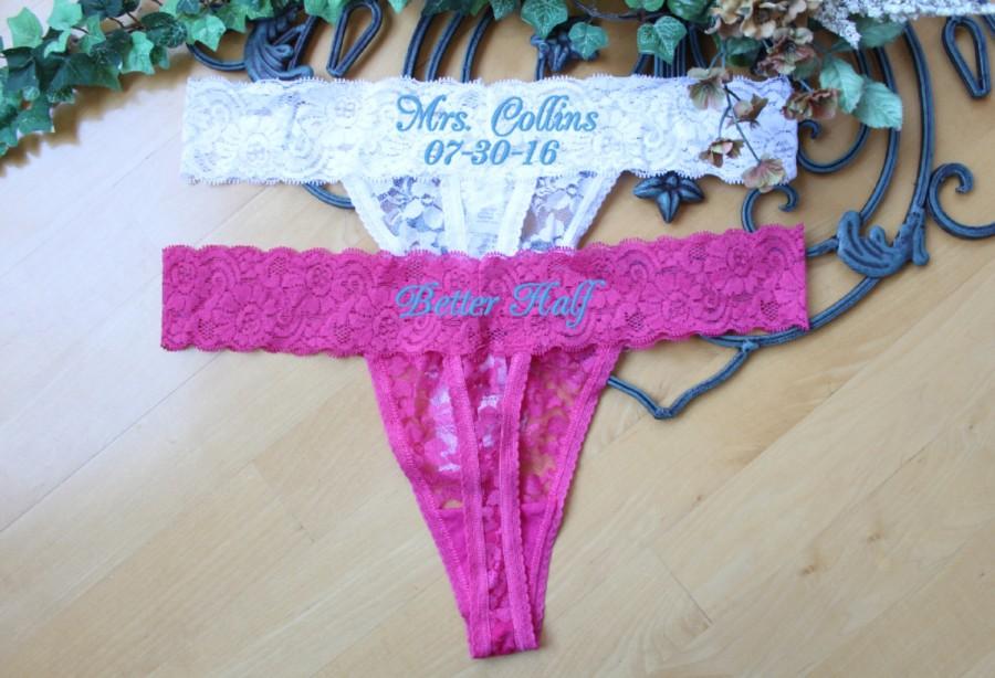 Hochzeit - Bridal Thongs, Set of Lace panties, Hot Pink, Mrs Wedding Thong, Bridal Lingerie,Bride Panties,Honeymoon gift, bachelorette Gift, Canada F38