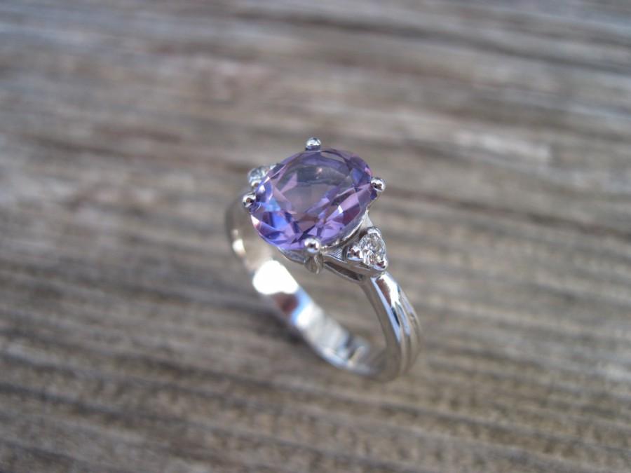 Wedding - Amethyst Antique Engagement Ring, Antique 18k gold ring, Antique Amethyst Engagement Ring, Vintage oval Engagement Ring