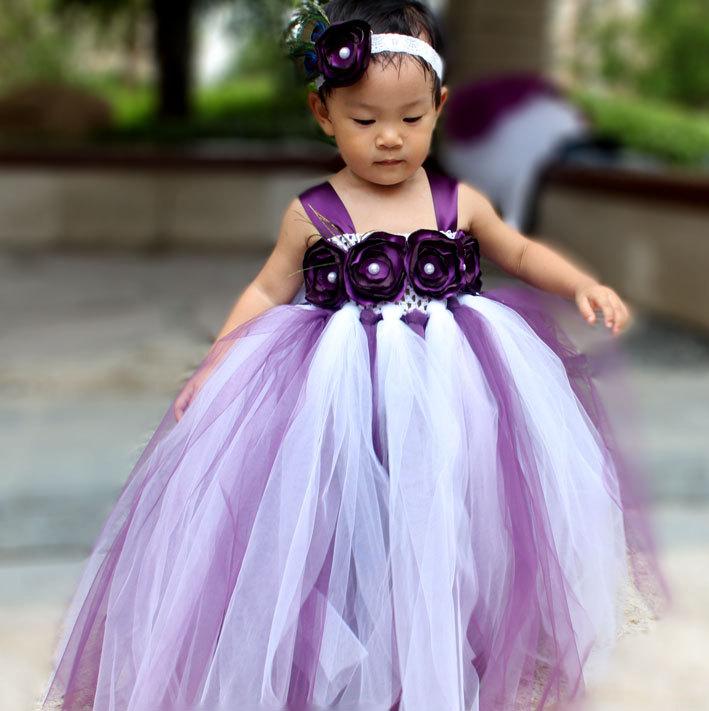 Mariage - Flower Girl Dress Plum tutu dress baby dress toddler birthday dress wedding dress 1T 2T 3T 4T 5T 6T