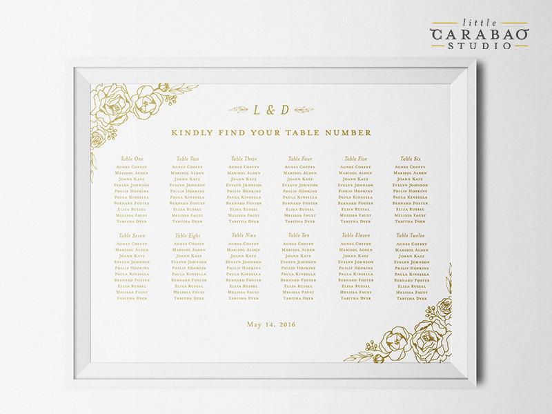 Mariage - PRINTABLE Wedding Seating Chart Sign Table Assignment DIGITAL Seating Chart Poster Custom Wedding Sign - Little Carabao Studio - 