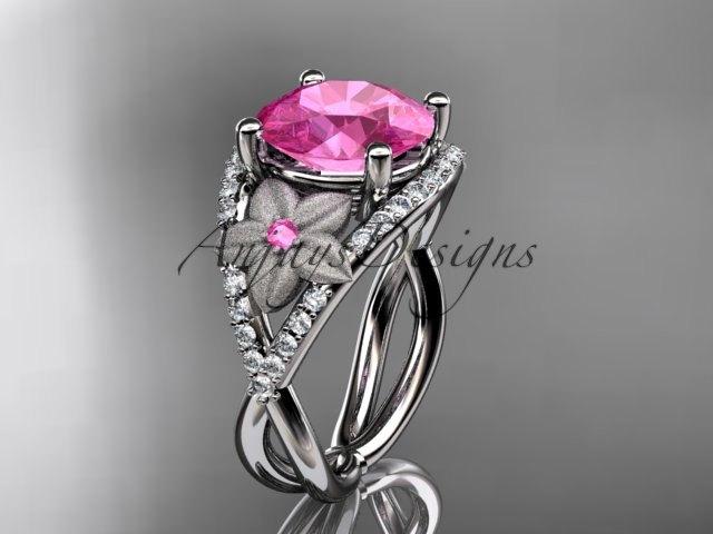 Wedding - 14kt  white gold diamond floral engagement ring ADLR167 3.50ct  pink  topaz