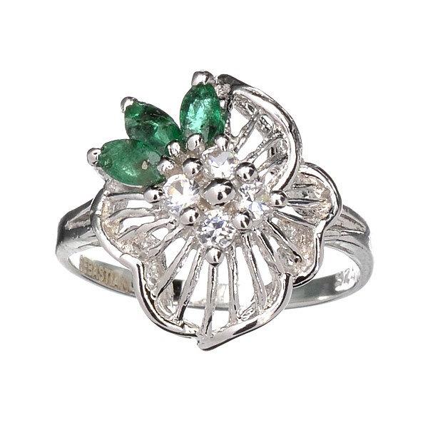 زفاف - Emerald Topaz And Platinum Over Sterling Silver Ring Vintage Gift for engagement, wedding, birthstone, gemstone ring,  promise ring