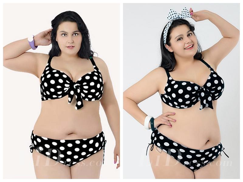 زفاف - Black Dot Printing Plus Size Sexy Womens Bikini Lidyy1605241048