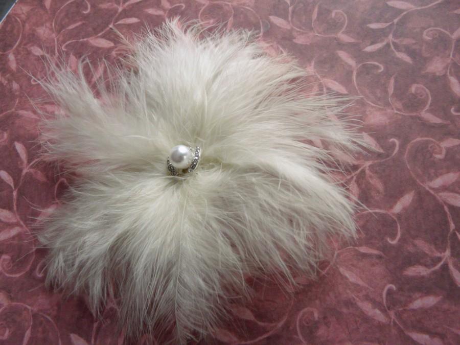 زفاف - Feather Wedding Fascinator, Ivory Flower Veil, Bridal Bird Cage Veil, Bridal Bandeau Veil, Wedding Birdcage, 20s wedding Headpiece