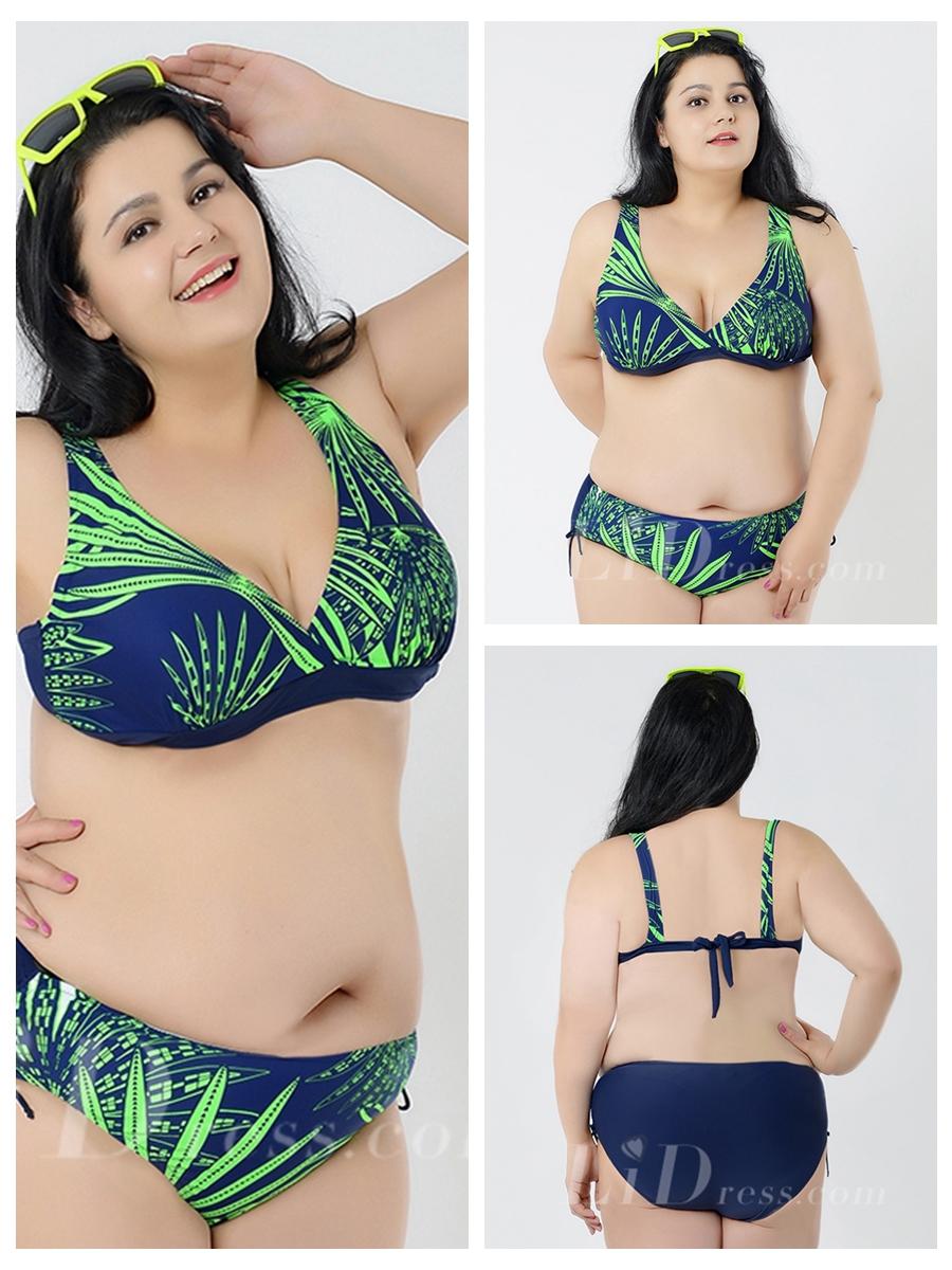 Wedding - Green Printing New Style Plus Size Sexy Womens Bikini Suit Lidyy1605241043