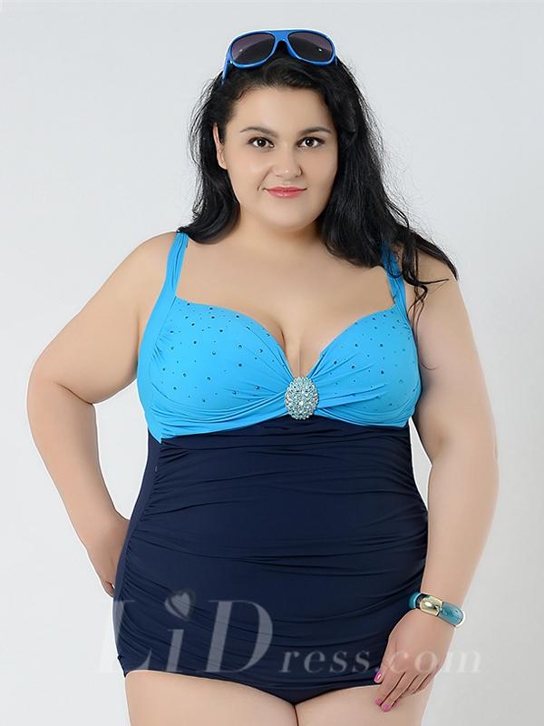 زفاف - Blue One-Pieces Plus Size Sexy Womens Swimsuit Lidyy1605241039