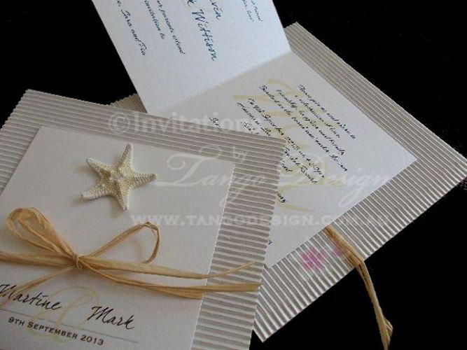 Hochzeit - Tropical Wedding Invitation - beach wedding invitation - corrugated cardboard and starfish 1 SAMPLE
