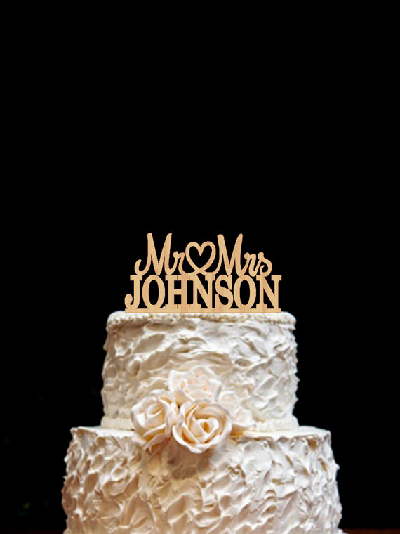 Wedding - Wood Cake Topper Mr Mrs Wedding Cake Topper Last Name Personalized Cake Topper