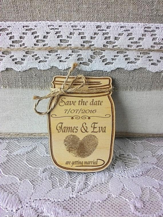 Свадьба - Save the Date magnets - Wooden Save the Date - Manson Jar Save the Date - Rustic Save the Date