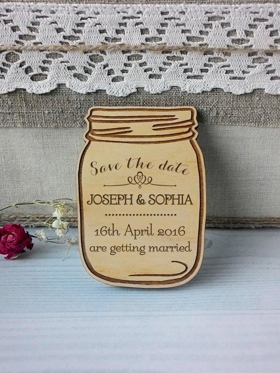 Wedding - Wooden Save the Date - Save the Date magnets - Manson Jar Save the Date magnets - Rustic Save the Date