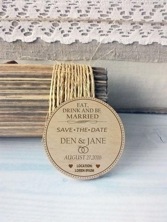 Wedding - Wooden Save the Date magnets - Rustic Save the Date -Personalized Save the Date - Engraved Save the Date