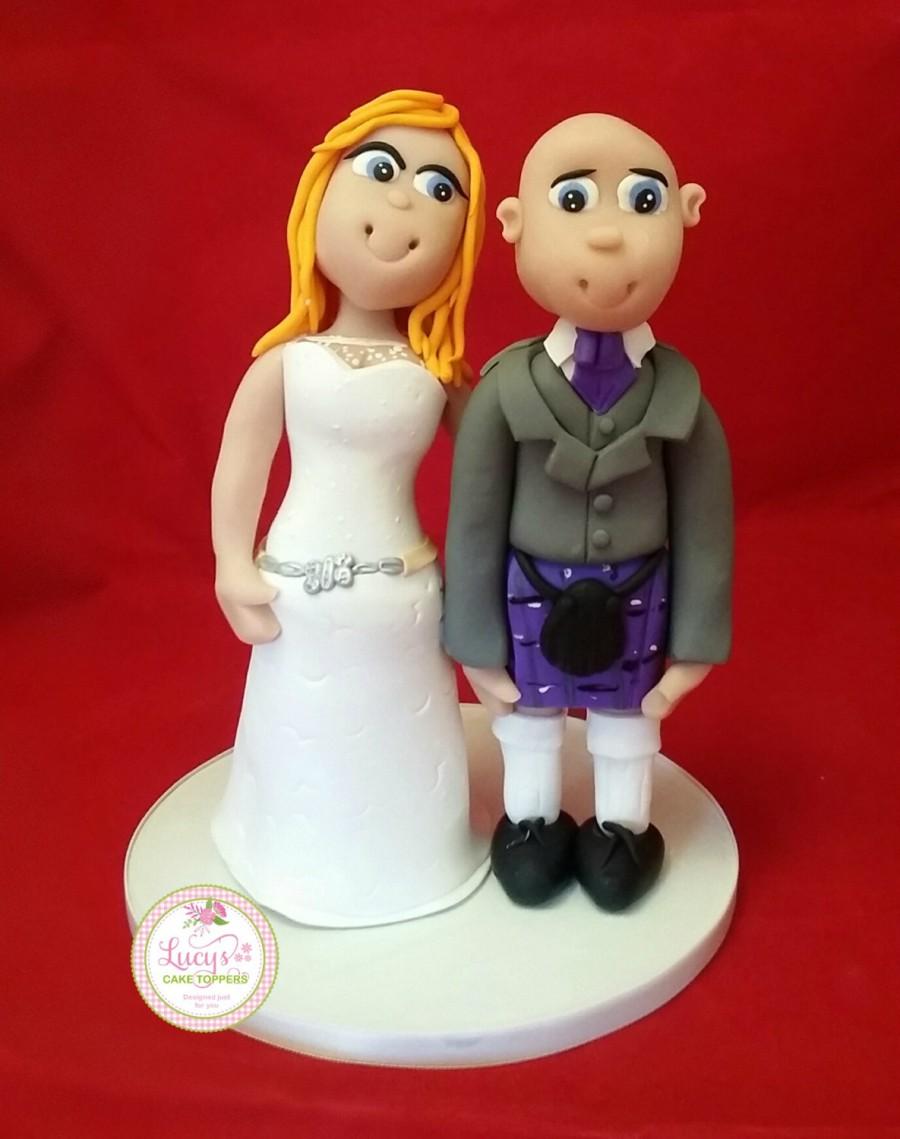 Hochzeit - Scottish Bride and Groom (kilt) Wedding Cake Topper - Keepsake