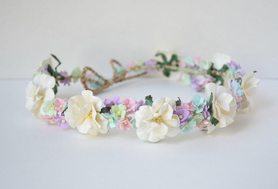 زفاف - paper  flower headband  ,  wedding headband ,  flower crown