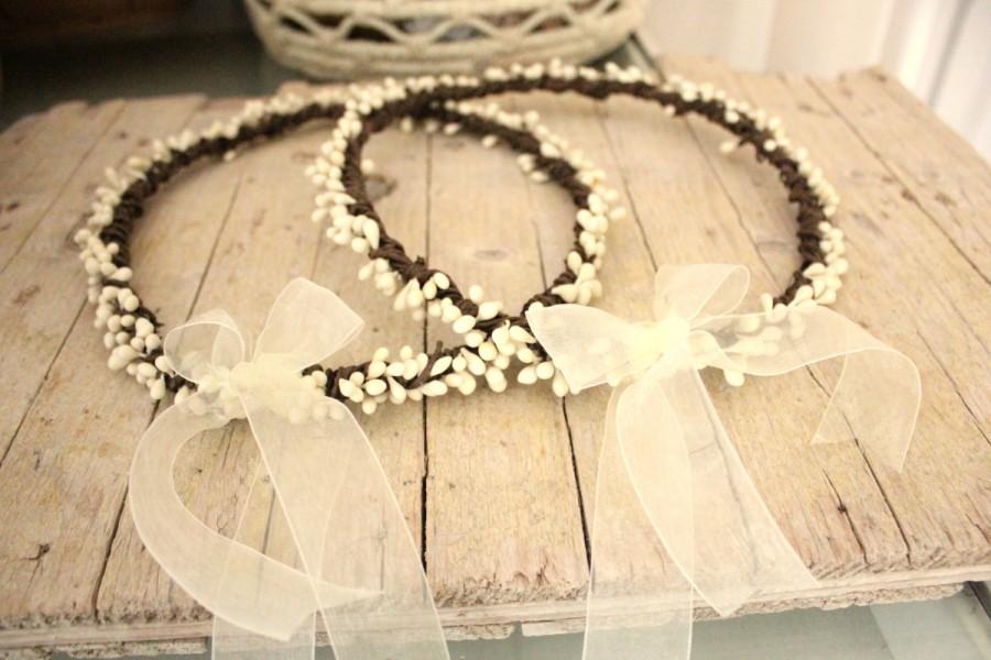 Hochzeit - Ivory WEDDING Crowns - Wedding Greek Stefana cream berries STEFANA Wedding Crowns - Off white Orthodox Stefana - Bridal wreaths Crowns