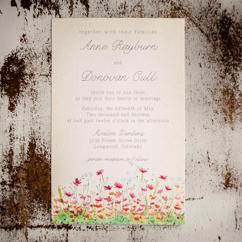 Hochzeit - Floral Wedding Invitation, Garden Wedding Invitation, Boho wedding invitation, rustic wedding invitation flower wedding - The Meadow